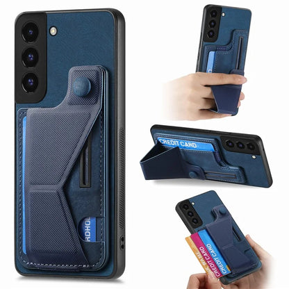 D13 For Samsung Galaxy S22+ 5G Card Slot Case Retro PU+TPU Phone Shell with Kickstand