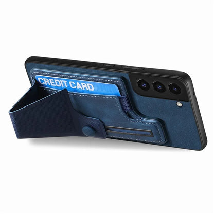 D13 For Samsung Galaxy S22+ 5G Card Slot Case Retro PU+TPU Phone Shell with Kickstand