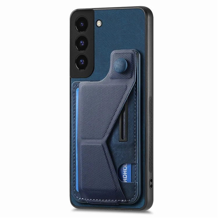 D13 For Samsung Galaxy S22+ 5G Card Slot Case Retro PU+TPU Phone Shell with Kickstand
