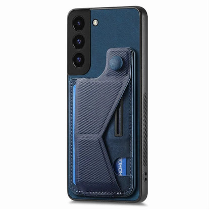D13 For Samsung Galaxy S22+ 5G Card Slot Case Retro PU+TPU Phone Shell with Kickstand