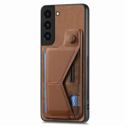 D13 For Samsung Galaxy S22+ 5G Card Slot Case Retro PU+TPU Phone Shell with Kickstand