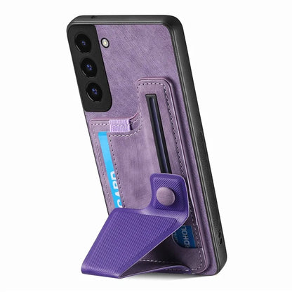D13 For Samsung Galaxy S22+ 5G Card Slot Case Retro PU+TPU Phone Shell with Kickstand