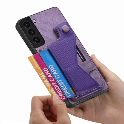 D13 For Samsung Galaxy S22+ 5G Card Slot Case Retro PU+TPU Phone Shell with Kickstand