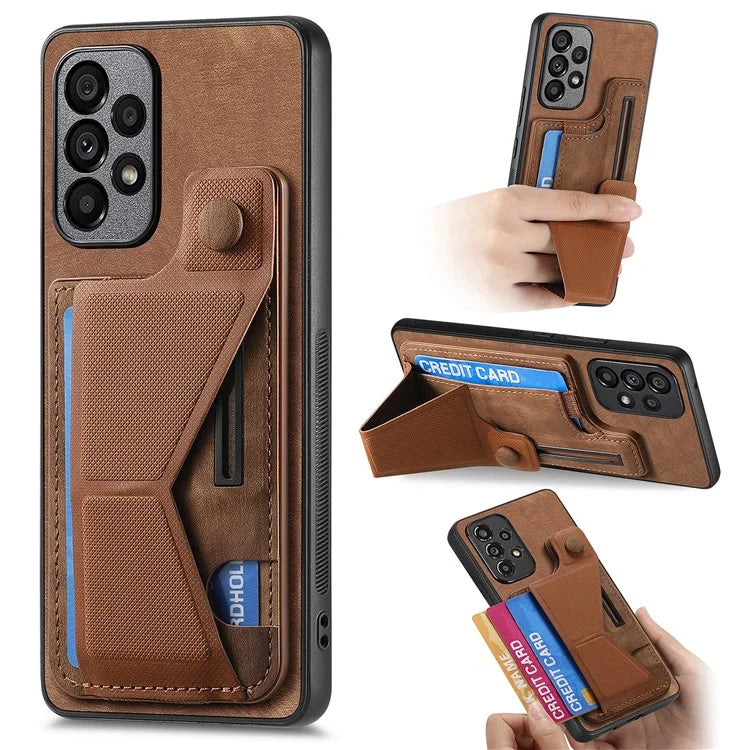 D13 For Samsung Galaxy A53 5G Case K-shaped Kickstand Leather+TPU Phone Cover