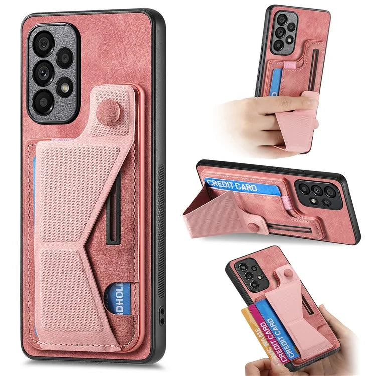 D13 For Samsung Galaxy A53 5G Case K-shaped Kickstand Leather+TPU Phone Cover