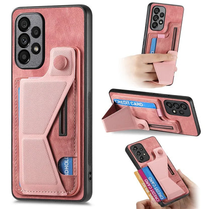 D13 For Samsung Galaxy A53 5G Case K-shaped Kickstand Leather+TPU Phone Cover