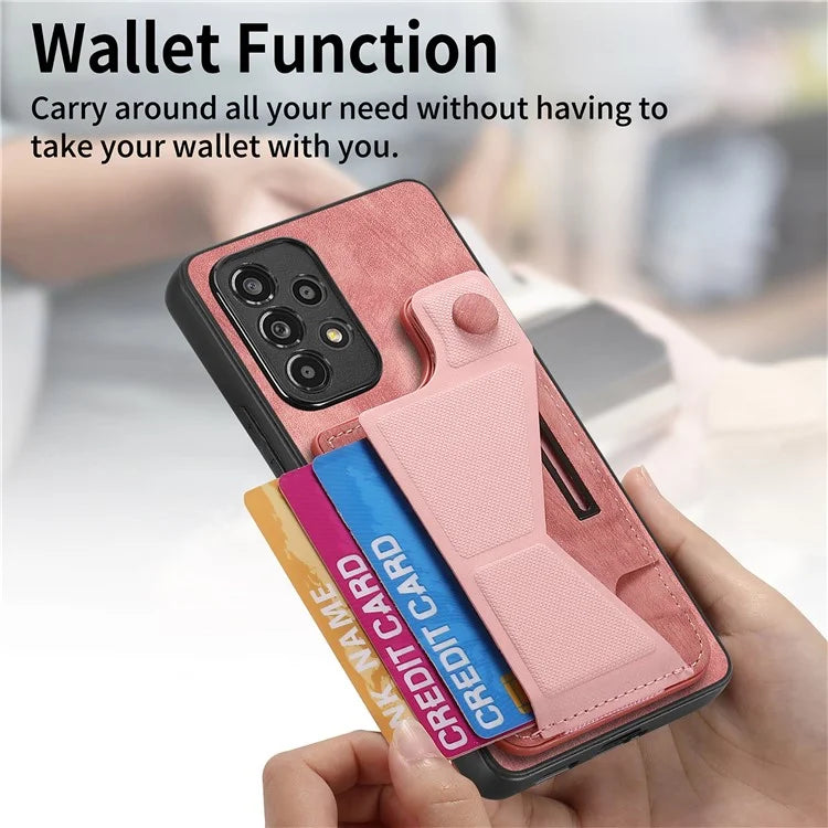 D13 For Samsung Galaxy A53 5G Case K-shaped Kickstand Leather+TPU Phone Cover