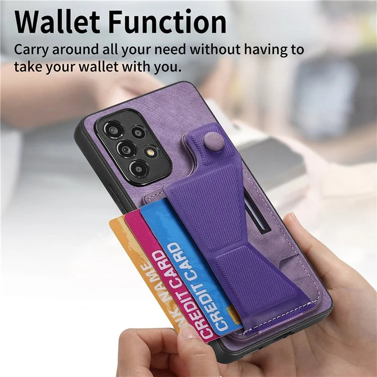 D13 For Samsung Galaxy A53 5G Case K-shaped Kickstand Leather+TPU Phone Cover