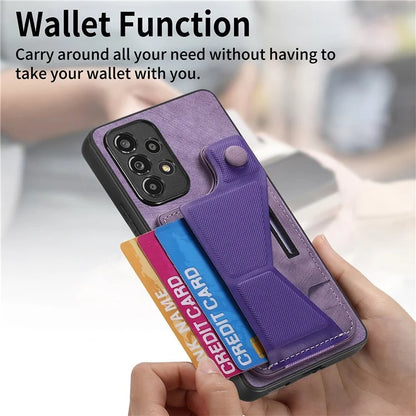 D13 For Samsung Galaxy A53 5G Case K-shaped Kickstand Leather+TPU Phone Cover