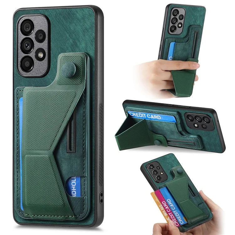 D13 For Samsung Galaxy A53 5G Case K-shaped Kickstand Leather+TPU Phone Cover