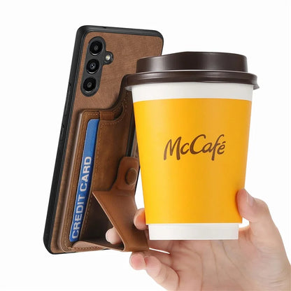 D13 For Samsung Galaxy A34 5G Case Retro Leather Card Slot Phone Shell with Kickstand