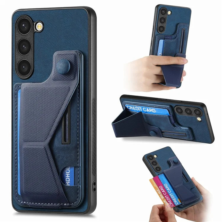 D13 For Samsung Galaxy S23+ Case PU Leather+TPU Card Holder Slots Kickstand Back Cover