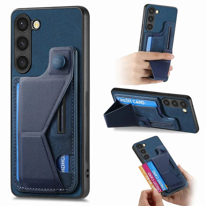 D13 For Samsung Galaxy S23+ Case PU Leather+TPU Card Holder Slots Kickstand Back Cover