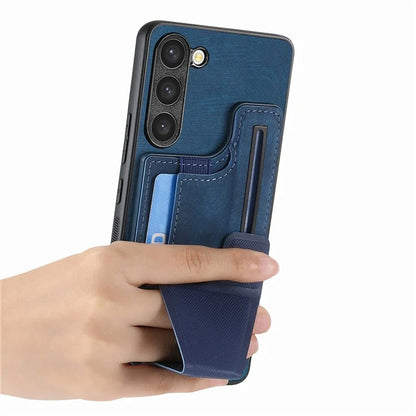 D13 For Samsung Galaxy S23+ Case PU Leather+TPU Card Holder Slots Kickstand Back Cover