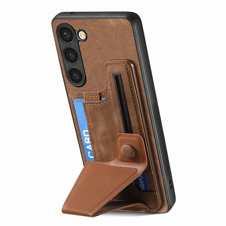 D13 For Samsung Galaxy S23+ Case PU Leather+TPU Card Holder Slots Kickstand Back Cover