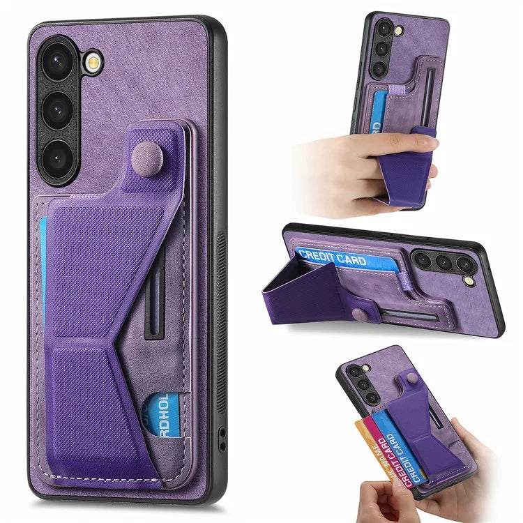 D13 For Samsung Galaxy S23+ Case PU Leather+TPU Card Holder Slots Kickstand Back Cover