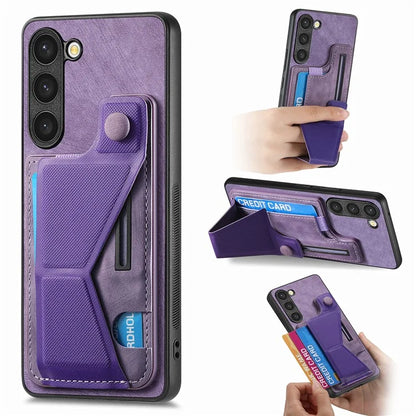 D13 For Samsung Galaxy S23+ Case PU Leather+TPU Card Holder Slots Kickstand Back Cover