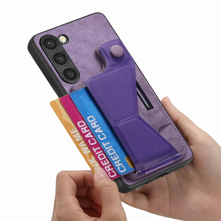 D13 For Samsung Galaxy S23+ Case PU Leather+TPU Card Holder Slots Kickstand Back Cover