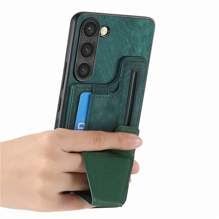 D13 For Samsung Galaxy S23+ Case PU Leather+TPU Card Holder Slots Kickstand Back Cover