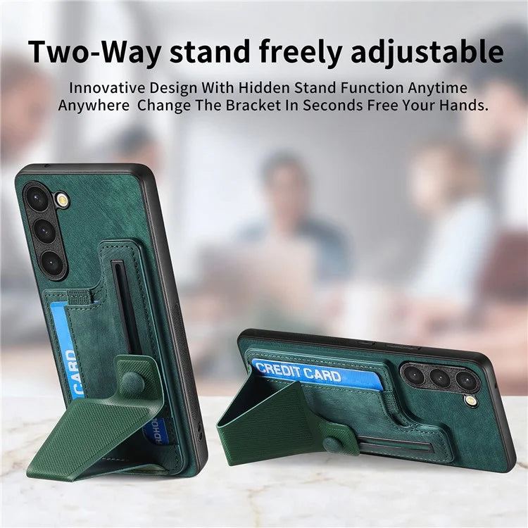 D13 For Samsung Galaxy S23+ Case PU Leather+TPU Card Holder Slots Kickstand Back Cover