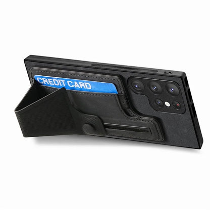 D13 For Samsung Galaxy S23 Ultra Kickstand Case Retro PU+TPU Card Slot Phone Shell