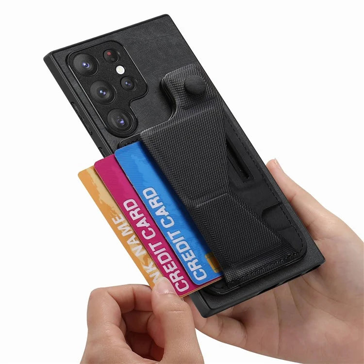 D13 For Samsung Galaxy S23 Ultra Kickstand Case Retro PU+TPU Card Slot Phone Shell