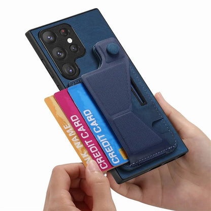 D13 For Samsung Galaxy S23 Ultra Kickstand Case Retro PU+TPU Card Slot Phone Shell