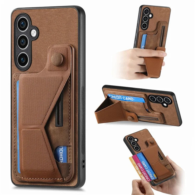 D13 For Samsung Galaxy S23 FE Case Retro Leather+TPU Back Card Holder Phone Cover