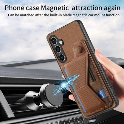 D13 For Samsung Galaxy S23 FE Case Retro Leather+TPU Back Card Holder Phone Cover