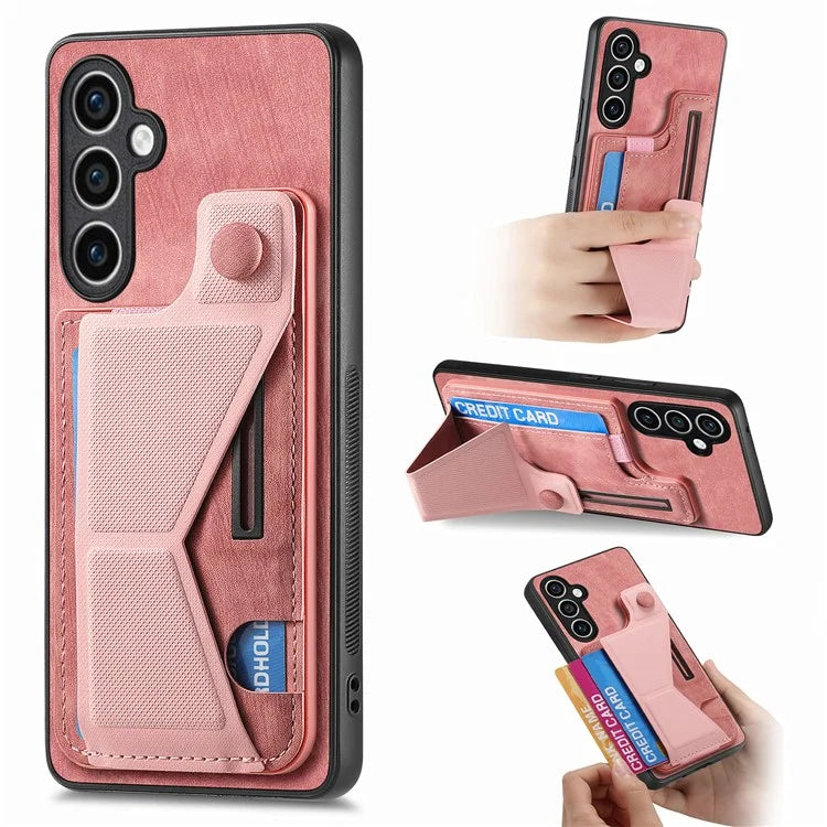 D13 For Samsung Galaxy S23 FE Case Retro Leather+TPU Back Card Holder Phone Cover