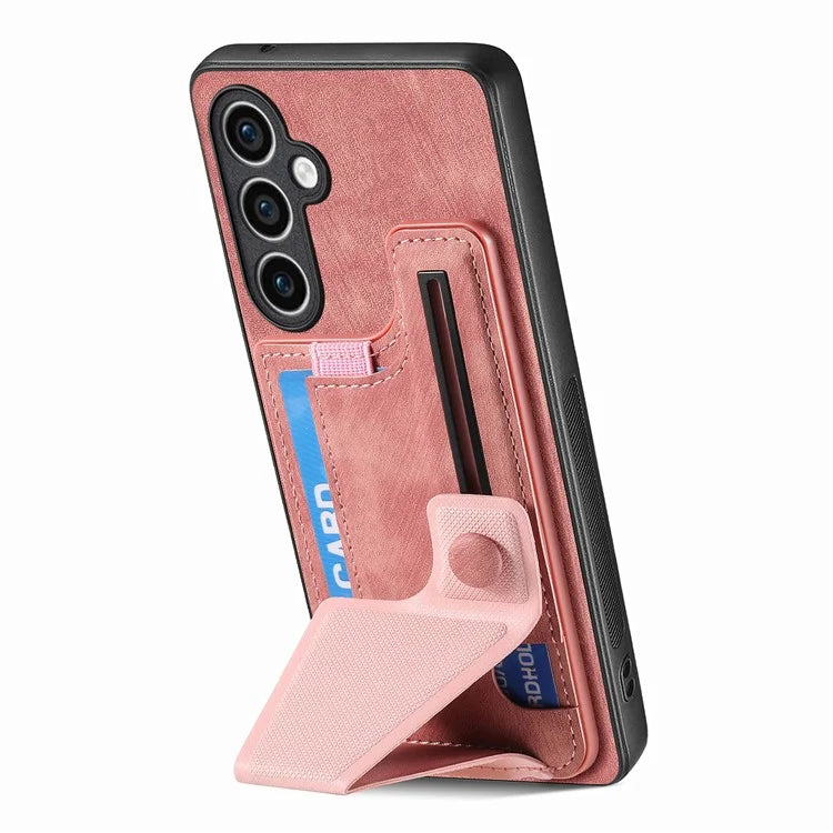 D13 For Samsung Galaxy S23 FE Case Retro Leather+TPU Back Card Holder Phone Cover
