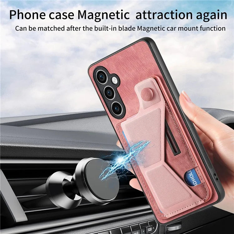 D13 For Samsung Galaxy S23 FE Case Retro Leather+TPU Back Card Holder Phone Cover