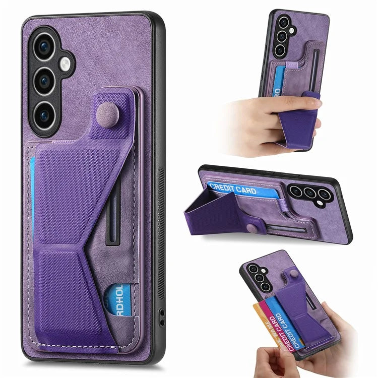 D13 For Samsung Galaxy S23 FE Case Retro Leather+TPU Back Card Holder Phone Cover