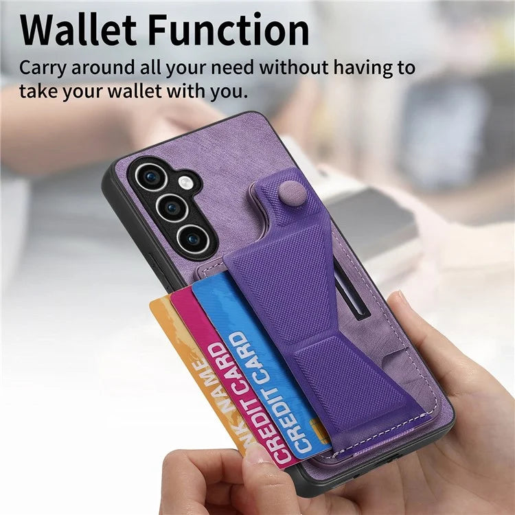 D13 For Samsung Galaxy S23 FE Case Retro Leather+TPU Back Card Holder Phone Cover