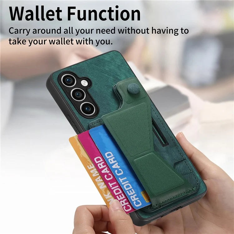 D13 For Samsung Galaxy S23 FE Case Retro Leather+TPU Back Card Holder Phone Cover