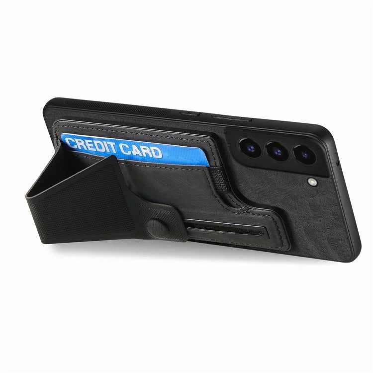 D13 For Samsung Galaxy S22 5G Card Slot Case Retro PU+TPU Kickstand Phone Case
