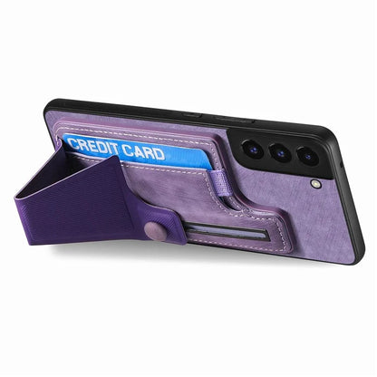 D13 For Samsung Galaxy S22 5G Card Slot Case Retro PU+TPU Kickstand Phone Case