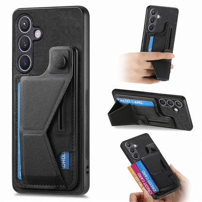 D13 For Samsung Galaxy S24+ Case Retro Leather+TPU Kickstand Cover with Card Holder