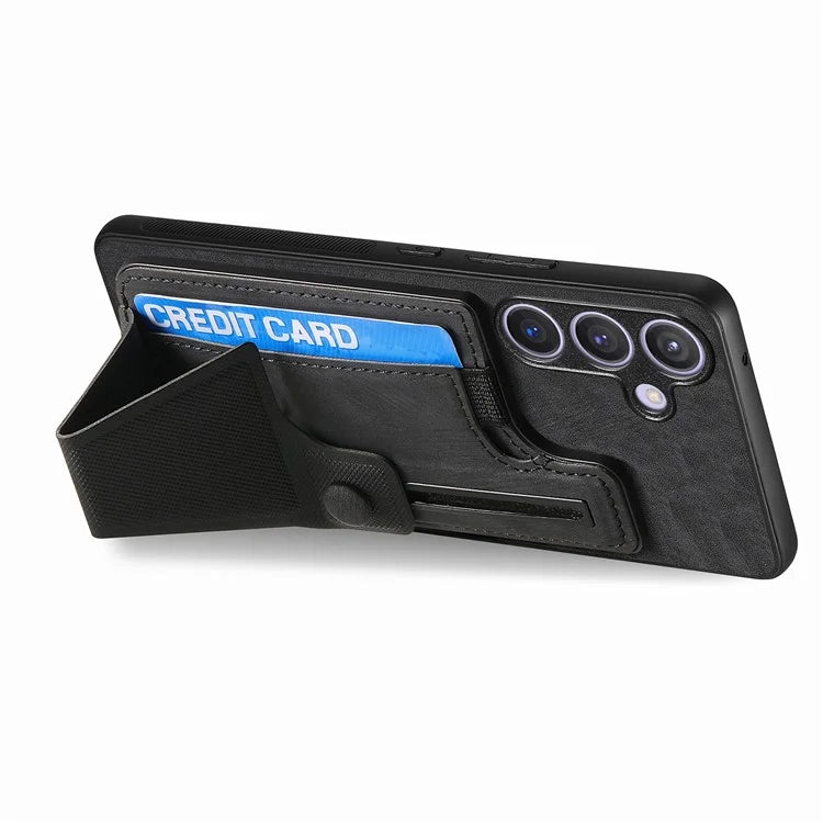 D13 For Samsung Galaxy S24+ Case Retro Leather+TPU Kickstand Cover with Card Holder