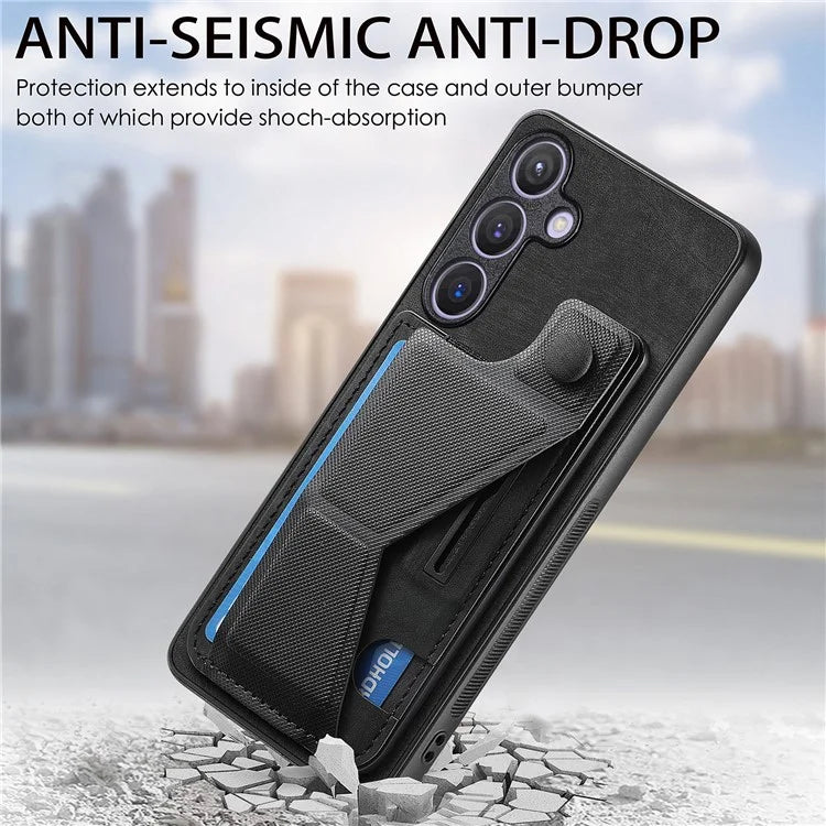 D13 For Samsung Galaxy S24+ Case Retro Leather+TPU Kickstand Cover with Card Holder
