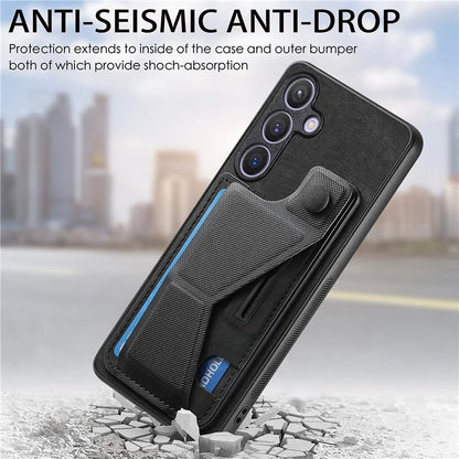 D13 For Samsung Galaxy S24+ Case Retro Leather+TPU Kickstand Cover with Card Holder