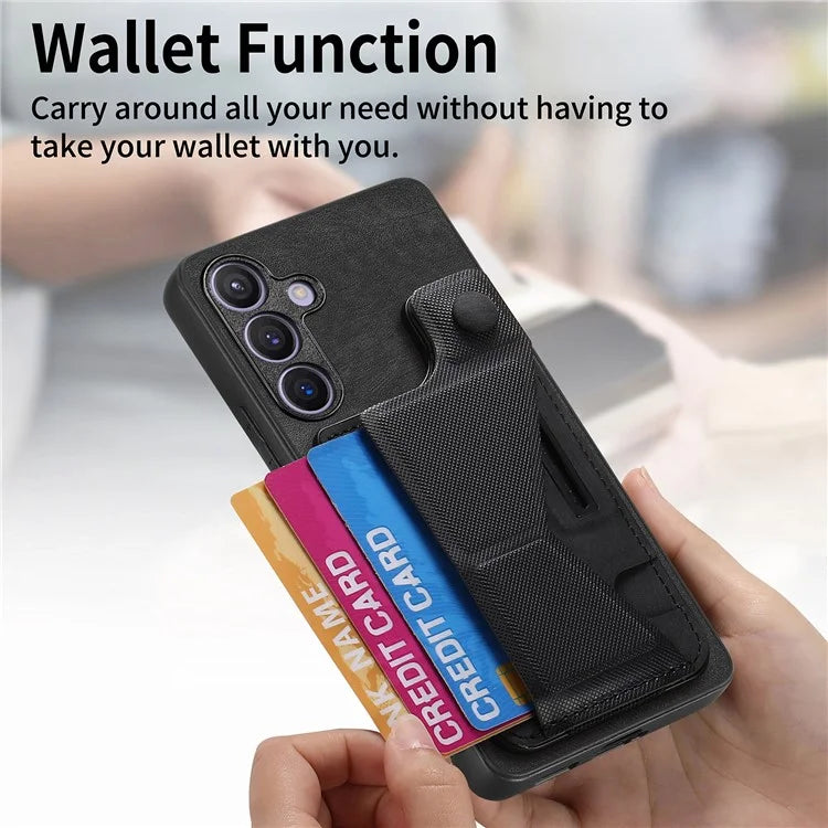 D13 For Samsung Galaxy S24+ Case Retro Leather+TPU Kickstand Cover with Card Holder
