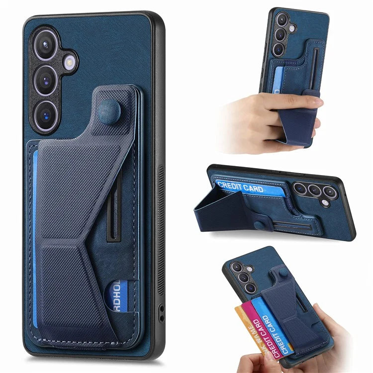 D13 For Samsung Galaxy S24+ Case Retro Leather+TPU Kickstand Cover with Card Holder