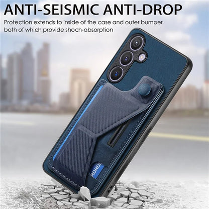 D13 For Samsung Galaxy S24+ Case Retro Leather+TPU Kickstand Cover with Card Holder