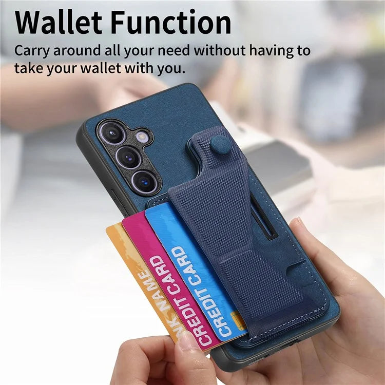 D13 For Samsung Galaxy S24+ Case Retro Leather+TPU Kickstand Cover with Card Holder