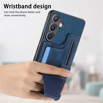 D13 For Samsung Galaxy S24+ Case Retro Leather+TPU Kickstand Cover with Card Holder