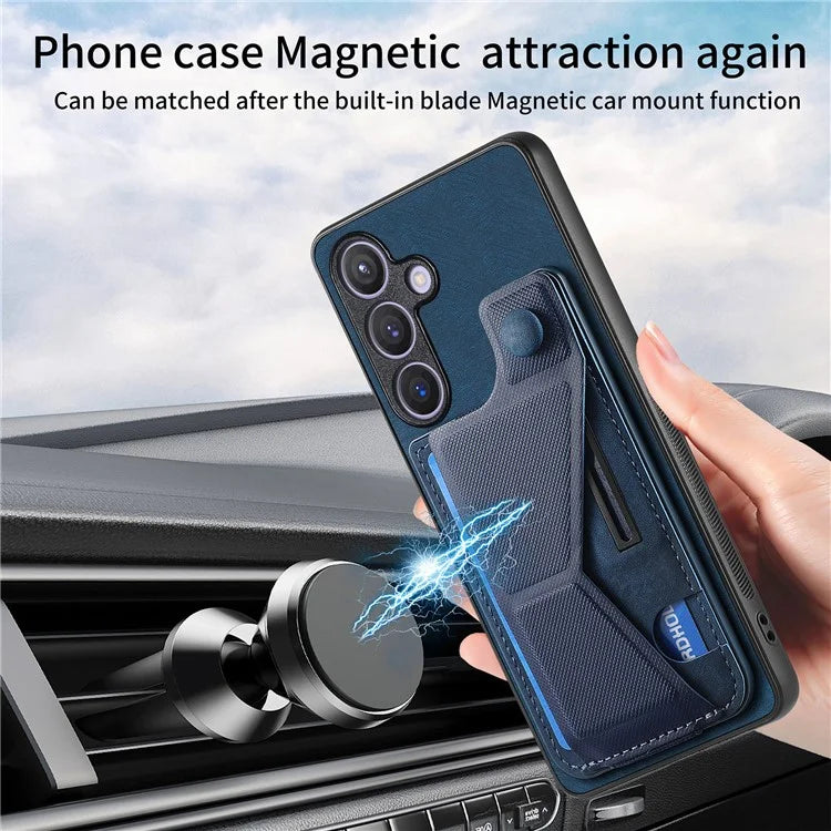 D13 For Samsung Galaxy S24+ Case Retro Leather+TPU Kickstand Cover with Card Holder