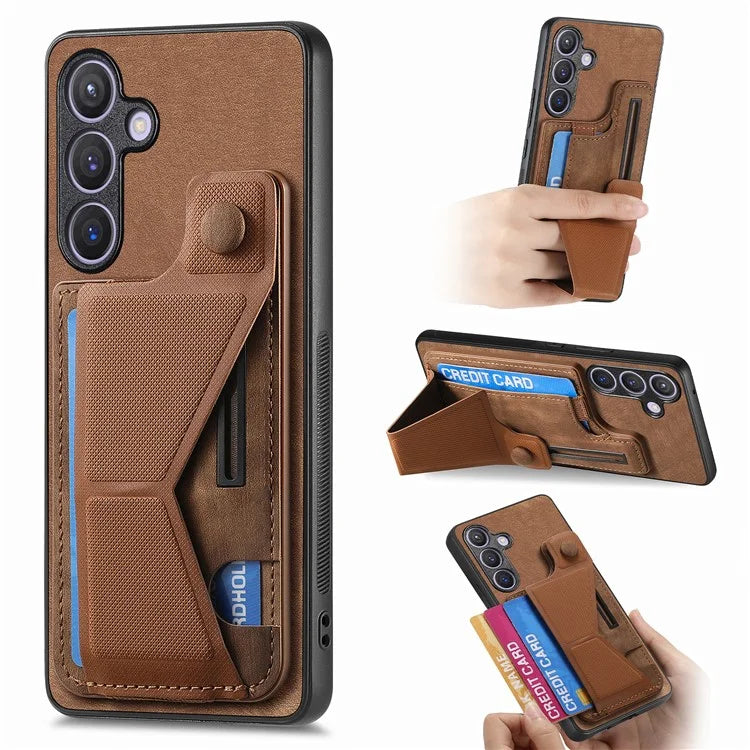 D13 For Samsung Galaxy S24+ Case Retro Leather+TPU Kickstand Cover with Card Holder