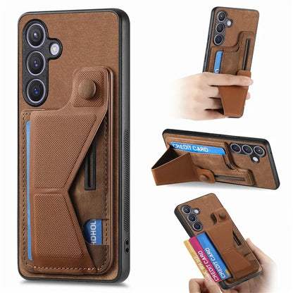 D13 For Samsung Galaxy S24+ Case Retro Leather+TPU Kickstand Cover with Card Holder