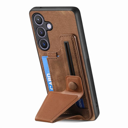 D13 For Samsung Galaxy S24+ Case Retro Leather+TPU Kickstand Cover with Card Holder
